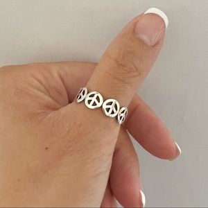 Sterling silver peace sign ring, peace sign band ring, peace sign ring, band